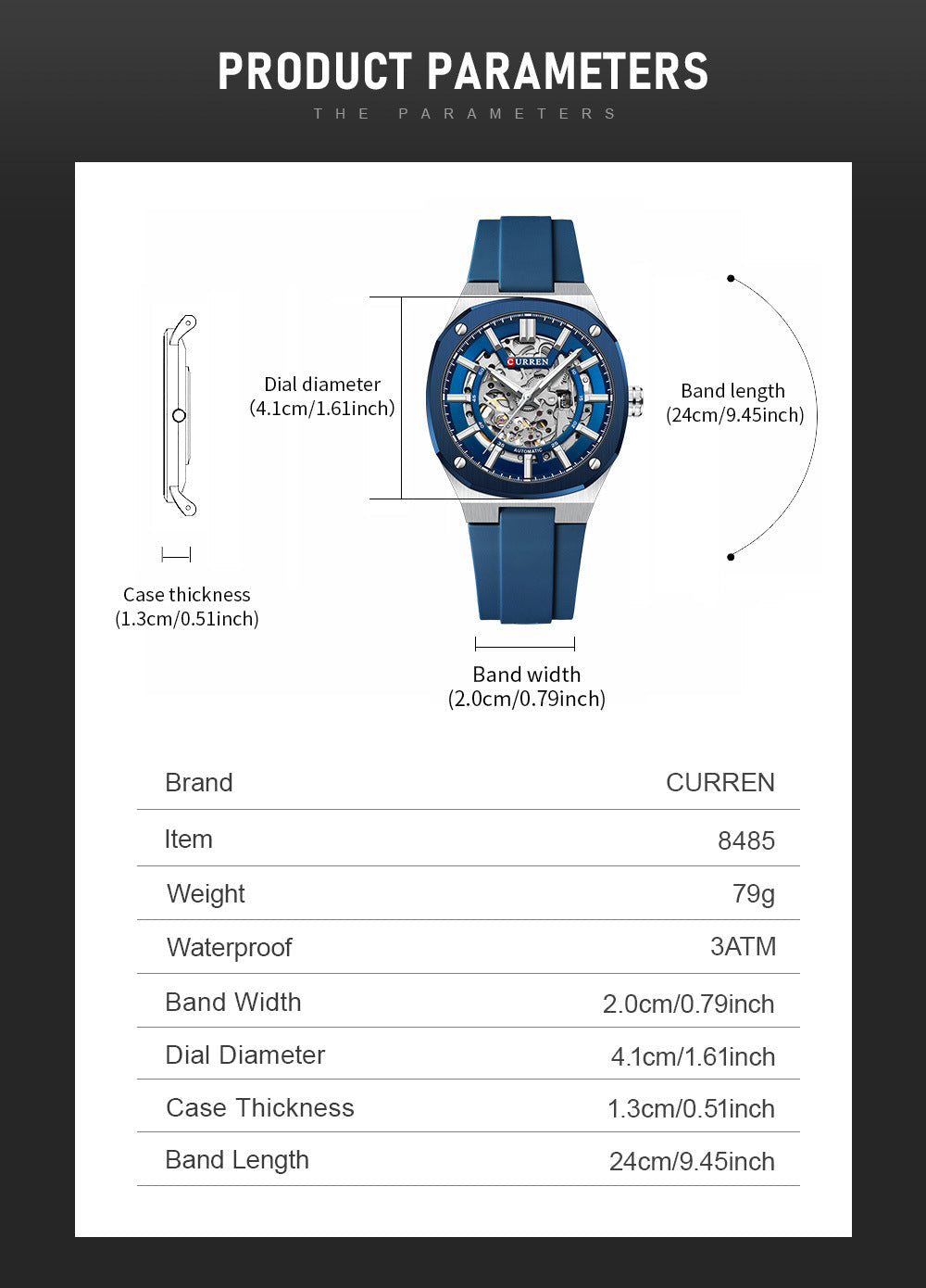 Reloj Automatico Curren 8485 Mecanico